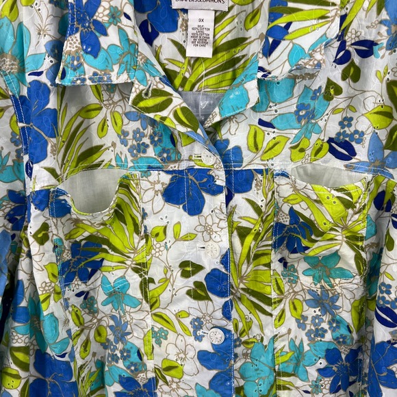 Draper's & Damon's Light Blazer Jacket Spring Floral Button Cotton Women's 3XL - Picture 9 of 9